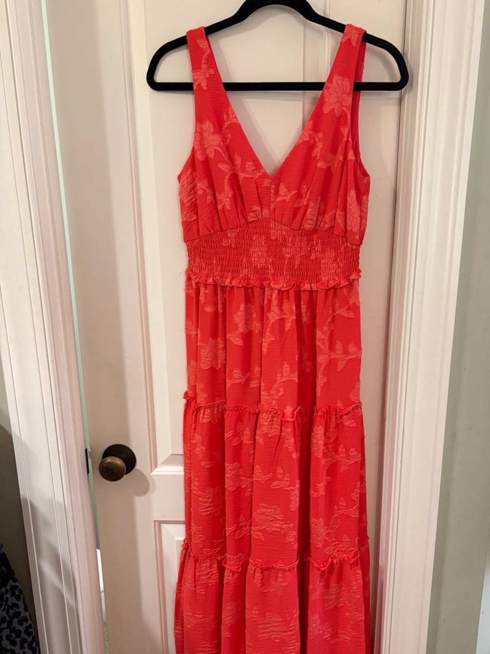 Maison Tara Coral orange maxi dress size 4